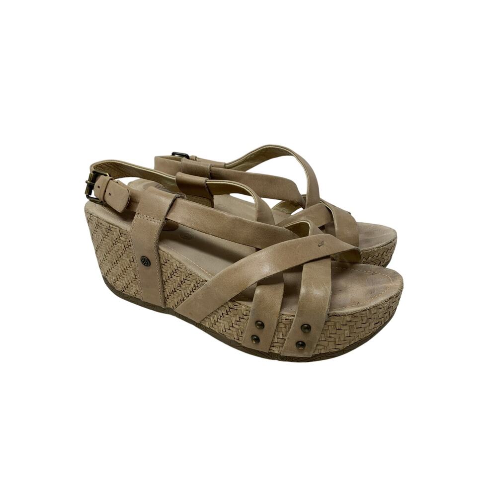 Bussola Platform Sandals Womens Size 41 US 10-10.5 Tan Leather Strappy